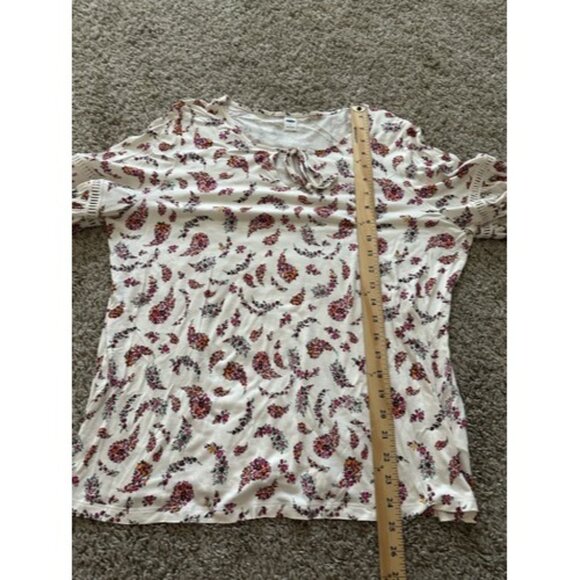 Old Navy Womens Blouse Size Large Floral Popover Long Sleeves Flowy Boho - Picture 9 of 11